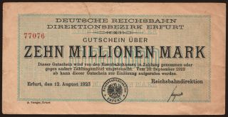 Erfurt, 10.000.000 Mark, 1923