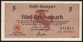 Stuttgart, 5 Reichsmark, 1945