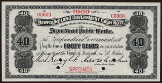 40 cents, 1909, SPECIMEN