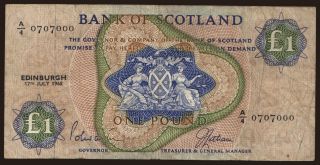 Bank of Scotland, 1 pound, 1968