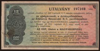 Budapest/ Az Est, 1500 korona / 12 fillér, 1926