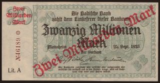 Badische Bank, 2.000.000.000 Mark, 1923