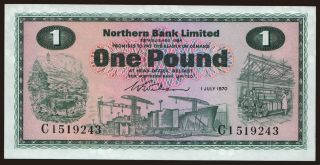 Northern Bank Limited, 1 pound, 1970