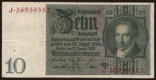 10 Reichsmark, 1929, K/J