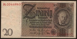 20 Reichsmark, 1929, H/K