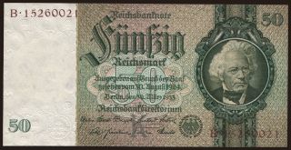 50 Reichsmark, 1933, K/B