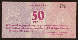 Budapest/ Székesfővárosi házinyomda, 50 pengő, 1945