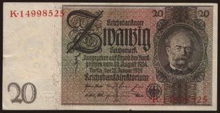 20 Reichsmark, 1929, I/K