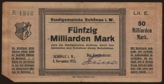 Schönau/ Stadt, 50.000.000.000 Mark, 1923