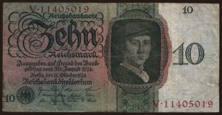 10 Reichsmark, 1924, K/V