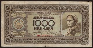 1000 dinara, 1946