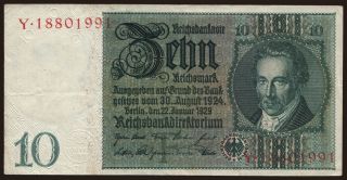 10 Reichsmark, 1929, F/Y