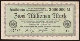 Ratzeburg/ Lauenburg Kreisausschuss, 2.000.000 Mark, 1923