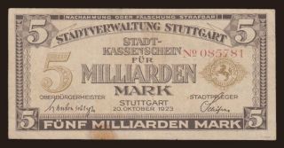 Stuttgart/ Stadt, 5.000.000.000 Mark, 1923
