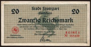 Stuttgart, 20 Reichsmark, 1945