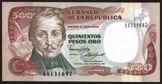 500 pesos, 1987