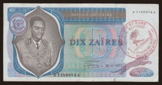 10 zaires, 1972, Kasongo