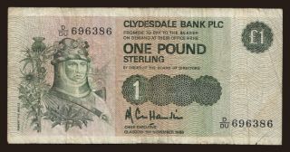 Clydesdale Bank, 1 pound, 1988