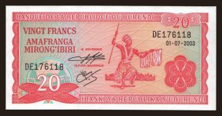 20 francs, 2003
