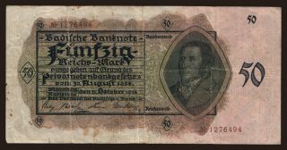 Badische Bank, 50 Reichsmark, 1924