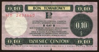 Pekao/ bon towarowy, 10 centow, 1979