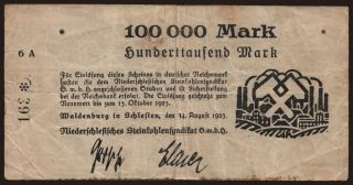 Waldenburg/ Niederschlesisches Steinkohlensyndikat G.m.b.H., 100.000 Mark, 1923