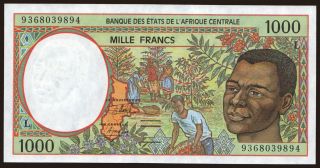 Gabon, 1000 francs, 1993