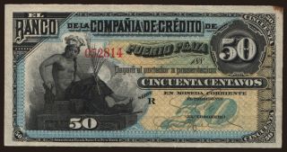 Compania de Credito de Puerto Plata, 50 centavos, 1889