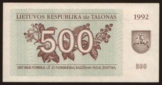 500 talonas, 1992