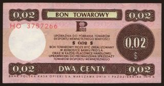 Pekao/ bon towarowy, 2 centy, 1979