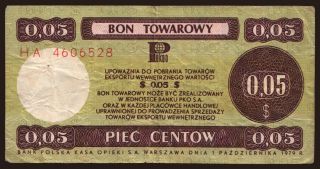 Pekao/ bon towarowy, 5 centow, 1979