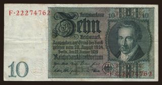 10 Reichsmark, 1929, F/F
