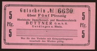 Uerdingen/ Rheinische Dampfkessel- u. Maschinenfabrik Büttner, 5 Pfennig, 191?