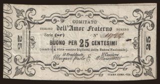 Torino/ Comitato Dell Amor Fraterno, 25 centesimi, 1866
