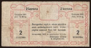 Beregszász, 2 korona, 1919