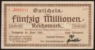 Jockgrim/ Carl Ludowici, Falzziegelwerk, 50.000.000 Mark, 1923