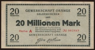 Gelsenkirchen/ Gewerkschaft Orange, 20.000.000 Mark, 1923