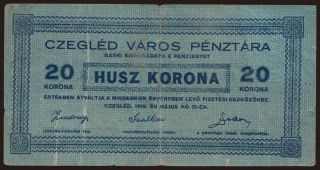 Cegléd, 20 korona, 1919
