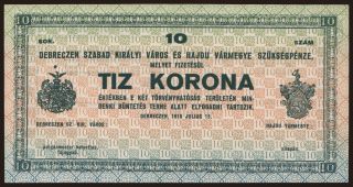 Debrecen, 10 korona, 1919