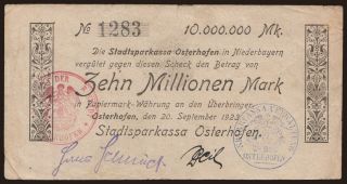 Osterhofen/ Stadtsparkassa, 10.000.000 Mark, 1923