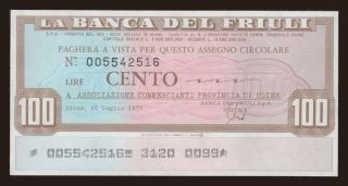 Banca del Friuli, 100 lire, 1977
