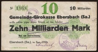 Ebersbach/ Gemeinde Girokasse, 10.000.000.000 Mark, 1923