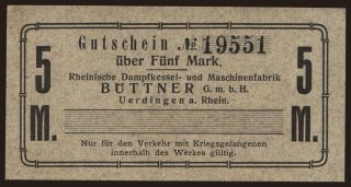 Uerdingen/ Rheinische Dampfkessel- u. Maschinenfabrik Büttner, 5 Mark, 191?