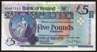 Bank of Ireland, 5 pounds, 2008