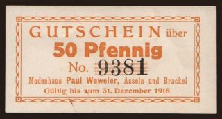 Asseln und Brackel/ Modehaus Paul Weweler, 50 Pfennig, 1918