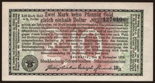 Schwerin/ Mecklenburg-Schwerinsches Staatsministerium, 2.10 Goldmark, 1923