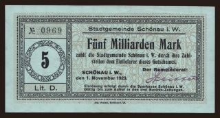 Schönau/ Stadt, 5.000.000.000 Mark, 1923