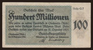Oberhausen/ Stadt, 100.000.000 Mark, 1923