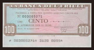 Banca del Friuli, 100 lire, 1976