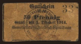 Friedrichsthal-Saar/ Gemeindekasse, 50 Pfennig, 1914